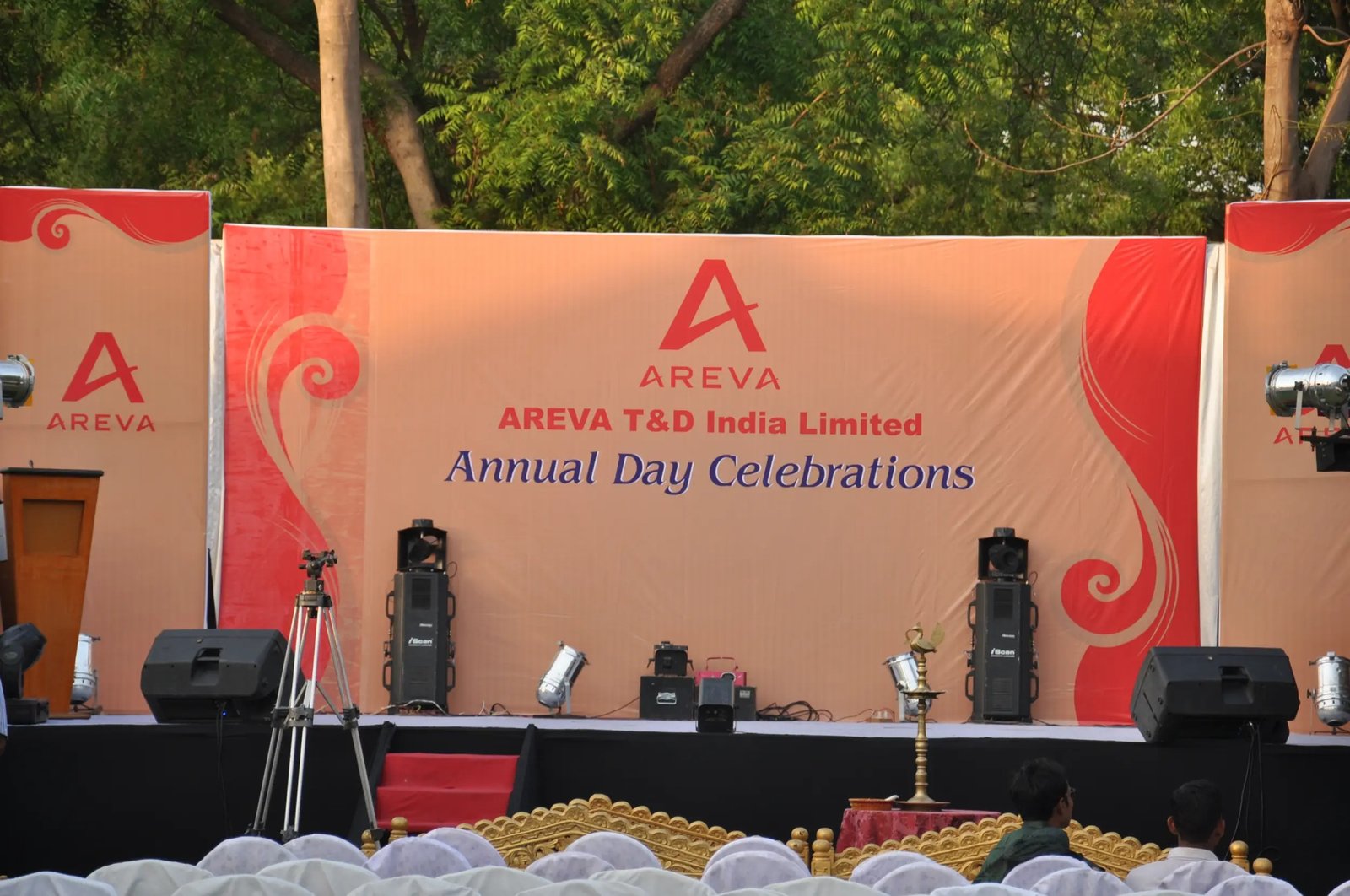 Award Ceremonies stage with red lighting and AREVA branding